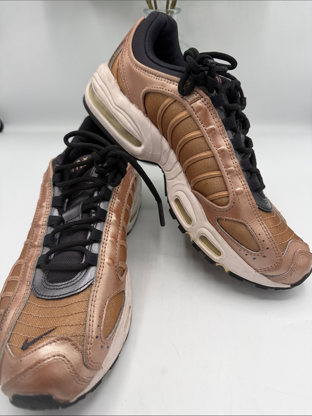 Nike Air Max Women’s Metallic Copper Athletic Sneakers with Black Accents